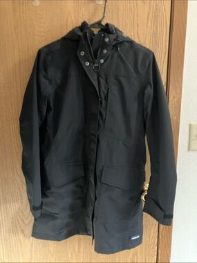 Lands' End Black Hooded Raincoat